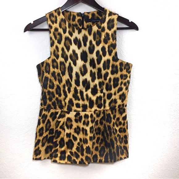 ZARA leopard print peplum top XS - Picture 2 of 4